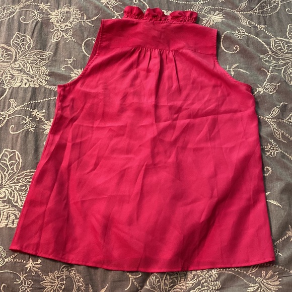 Fuchsia ruffled collar sleeveless blouse by J Crew Size 6 - Picture 3 of 3